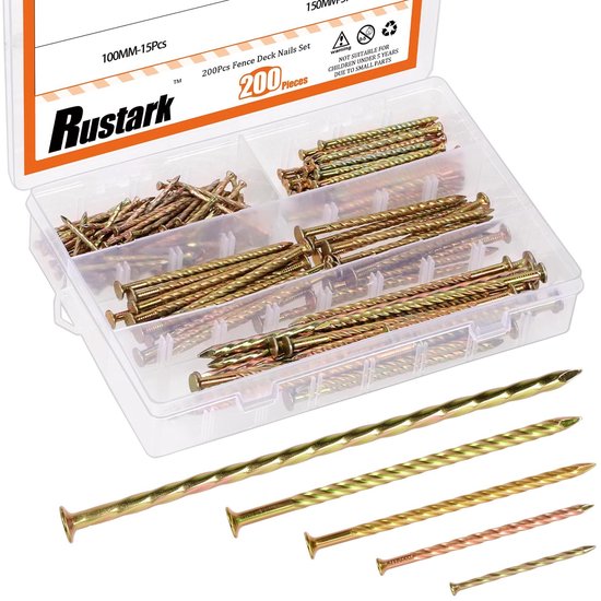 Solidchoice - Spiral Shank Decknagels Set van 200 Stuks met 5 Maten