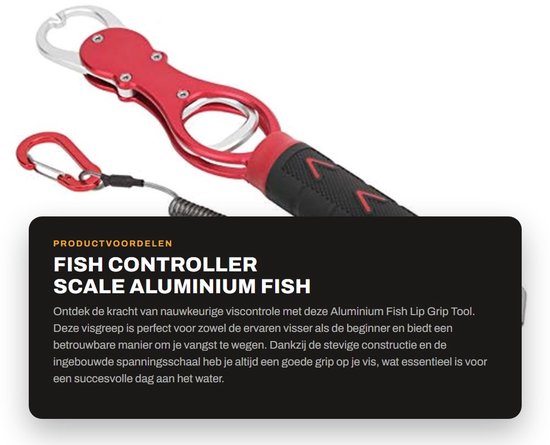 Solidchoice- Visgrijper met Spanningsschaal - Aluminium Visgreep - Duurzaam en Robuust - Eenvoudig Afleesbaar Gewicht - Hoog Elastisch Valtouw - Visweegschaal