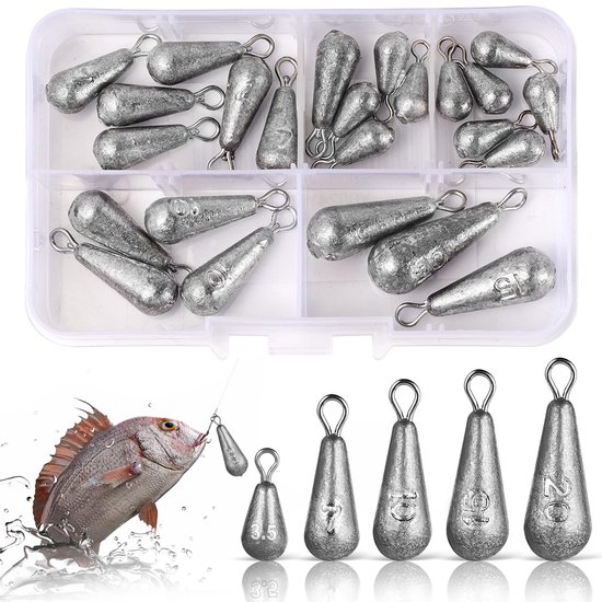 Solidchoice - Vismateriaal Set met 24 Drupvormige Gewichten