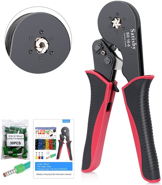 SolidKeus - Hexagon Crimping Pliers voor Ferrules 0.08-16mm² met 30 Ferrules van Solidkeus