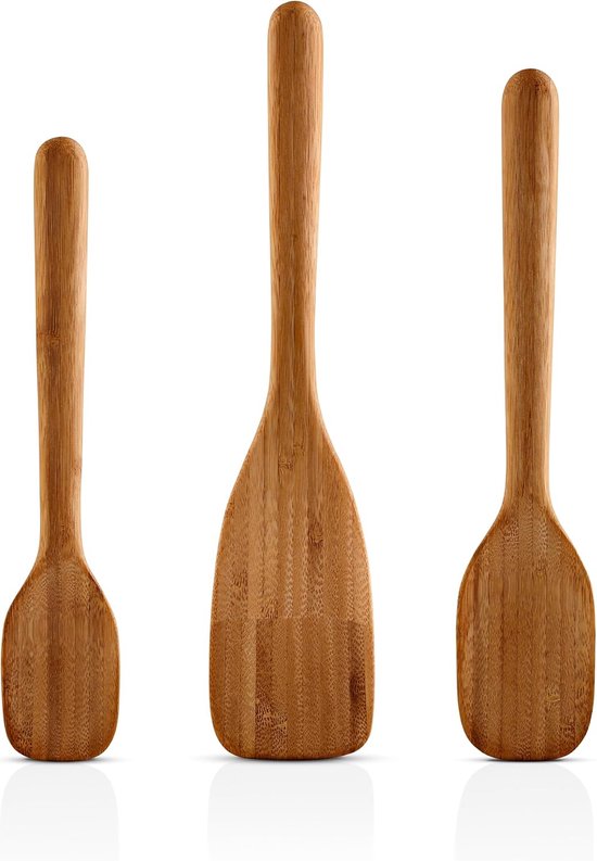 Solo | Nordic keukengerei set 3 stuks bamboe | drie onmisbare gebruiksvoorwerpen voor koken en serveren | bamboe