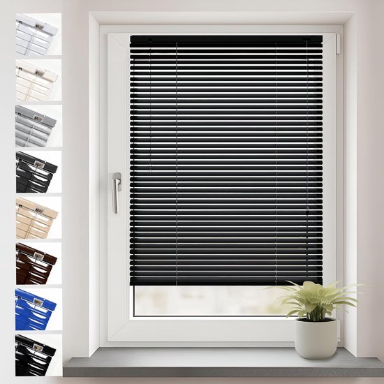 Sonello Aluminium Jaloezie voor Binnenshuis 40x130cm Klemmfix Zwart