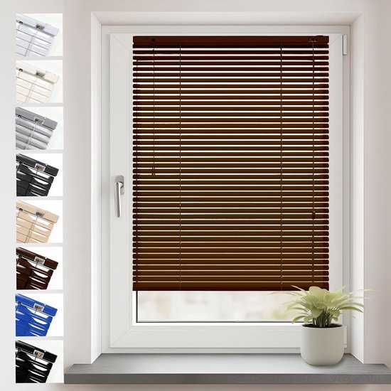 Sonello Aluminium Jaloezie voor Binnenshuis 60x100cm Klemmfix Bruin