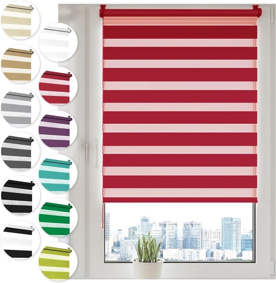 Sonello Duo Rolgordijn Zonder Boren 55x150cm Klemmfix Rood voor Ramen