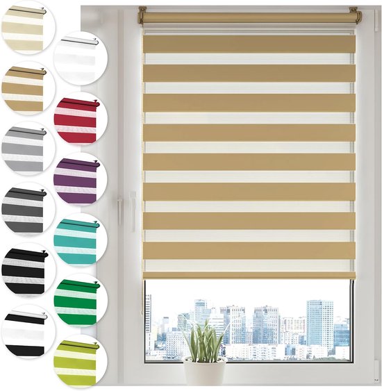 Sonello Duo Rolgordijn Zonder Boren 90x130cm Klemmfix Beige voor Ramen