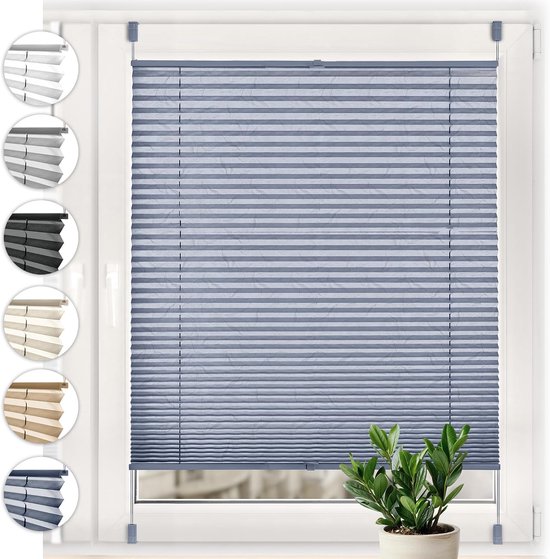 Sonello Plisségordijn Crush Zonder Boren 60x120cm Plissé Donkerblauw