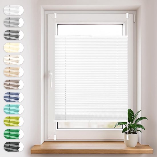 Sonello Plisségordijn Klemmfix zonder boren 25cm x 100cm Wit rolgordijnen met klembeugel Plissé voor raam/deur geplooide met klemmen ondoorzichtig voor inkijkbescherming zonwering rolgordijn