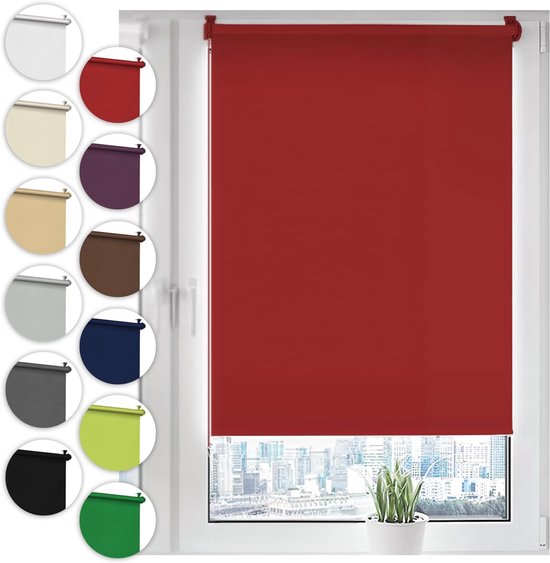 Sonello Verduisterend Rolgordijn Zonder Boren 100 x 210 cm Rood