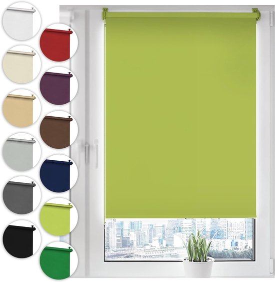 Sonello Verduisterend Rolgordijn Zonder Boren 105 x 130 cm Olijfgroente