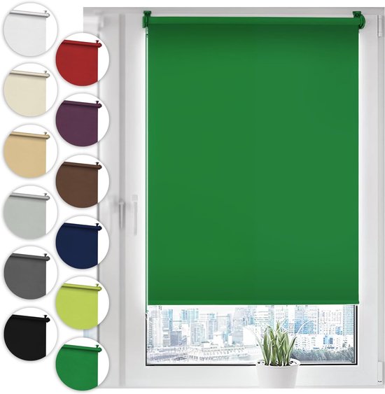 Sonello Verduisterend Rolgordijn Zonder Boren 110 x 150 cm Groente