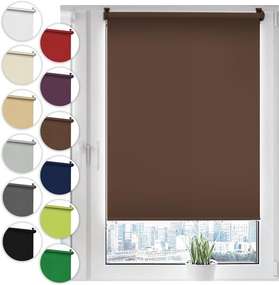 Sonello Verduisterend Rolgordijn Zonder Boren 120 x 130 cm Bruin