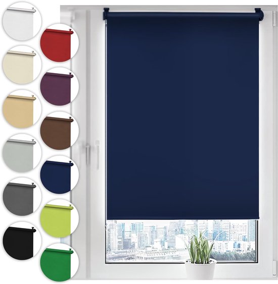 Sonello Verduisterend Rolgordijn Zonder Boren 120 x 130 cm Donkerblauw