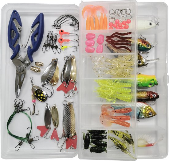 Soontrans Vissenaccessoires kit - Vis Set - Kunstaas - Tackel Box - Gemengd Visaas - Snoek Aasset Kunstmatig Aas Wobbler Vishaasset Voor Zoet- en Zoutwatervissen, Set Met Visaccessoires, Vishaasset Met Wobblers — 85 Stuks van Soontrans