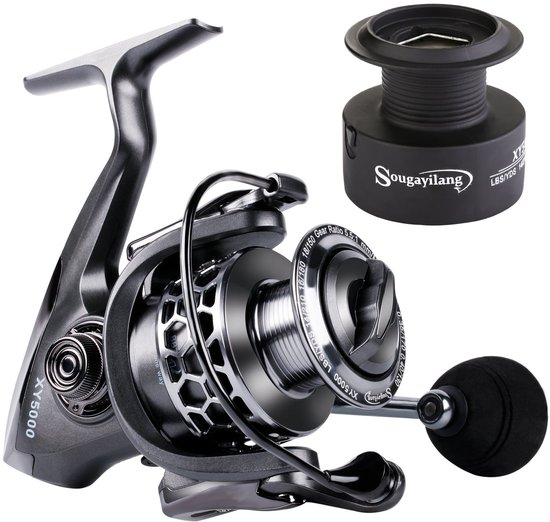 Sougayilang Visserij Reel 13+1BB Lichtgewicht Ultra Glad Aluminium Spinning Visserij Reel met Gratis Spare Grafiet - ShopVlot