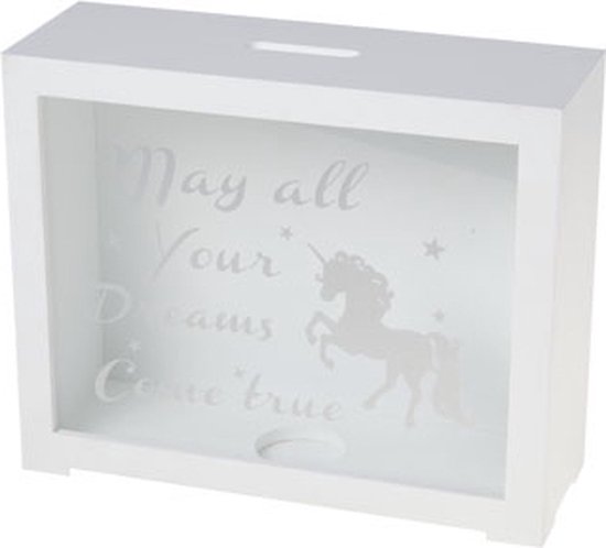 Spaarpot Wit Vierkant Hout 20x16,5xh7 van Het Leuvenhuisje