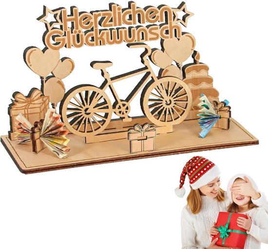 Spaarpot,Cool Fiets Decoratie,Handgemaakte Houten Tafel Decoratie,Fiets Hout Ambachten,Fiets Gift,voor Fietsers Functionele Robuuste Display Decoratie.
