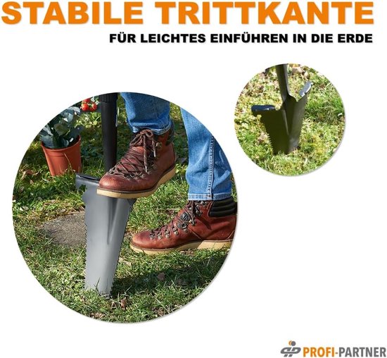Spade met wortelzaag, punt van koolstofstaal met scherpe tanden