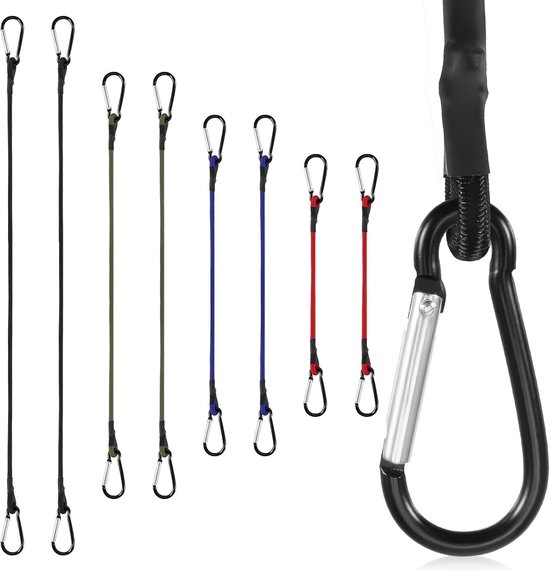 Spanrubber met Karabijnhaak - Zwart - 40 cm, 60 cm, 90 cm, 120 cm - Extra Sterke Rubber Spanners - Voor Bagage en Outdoor Gebruik