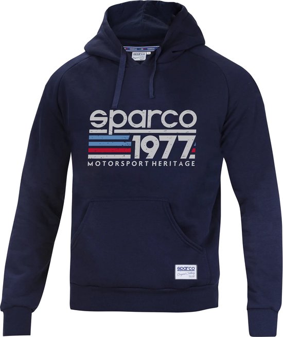 Sparco 1977 Hoodie - Stijlvolle motorsportkleding met een vleugje geschiedenis - M - Blauw van Sparco