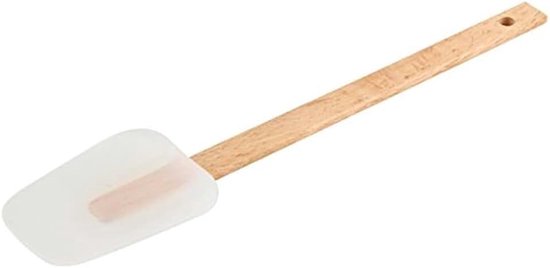 Spatel 32cm Beuken/Silicone, Beige/Transparant, 32 x 7,8 x 1,5 cm