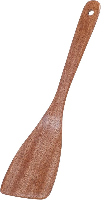 spatel, 33 cm, lange houten schraper pan, houten schraper met lang handvat, krasbestendig, glad dun, kooklepel olijfhout voor het roeren, schrapen of optillen van levensmiddelen