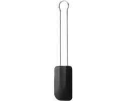 Spatel, als bak- en kookhulp, duurzame siliconen, zwart, 26 cm, 18/10 roestvrij staal, -30 °C tot +200 °C, vaatwasmachinebestendig