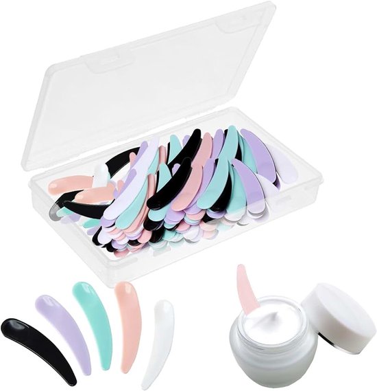 Spatel, Crèmespatel, Make Up Gebogen Spatel, Mini Spatel voor Cosmetica, Mini Cosmeticaspatel, Scoop voor Crèmespatels, Gezichtscrème Masker Spatel, Plastic Make Up Schep, 150 Stks