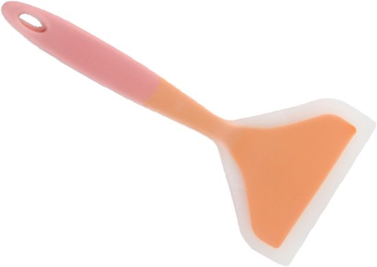 Spatel met Brede Mond en Tweekleurig Ontwerp, Niet-klevende Veilige Kookschep voor Tamagoyaki, Pannenkoeken, Vlees, Rundvlees, Japanse Omelet Keukengereedschap (oranje schepkop)