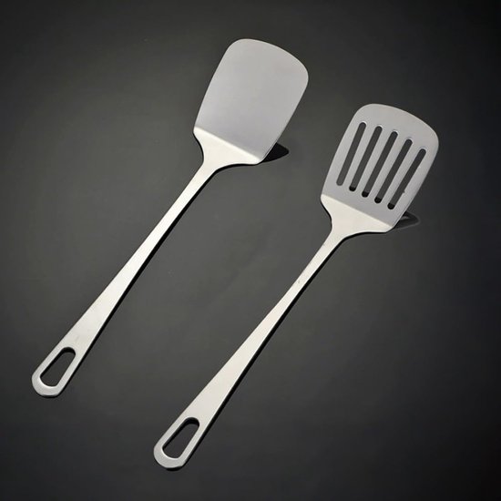Spatel, roestvrij staal, 35 cm, keukengerei met platte steel, spatel en schep voor pannenkoeken, vis en eieren, vaatwasmachinebestendig