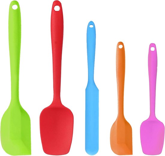 Spatel set voor koken bakken en mixen, Food Grade rubberen spatels, hoge hittebestendig voor anti-aanbak kookgerei, vaatwasmachinebestendig, BPA-vrij, veelkleurig keukengerei, pak