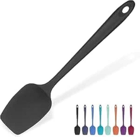 Spatel siliconen grote deegschraper hittebestendige kooklepel set deegschraper siliconen set keukenhulp set kookbestekset siliconen lepel deegmixer bakken koken zwart T-vorm