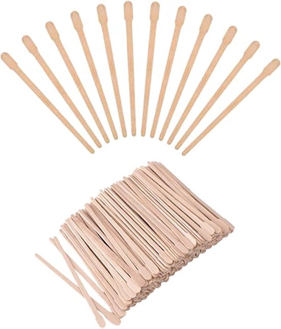 Spatel, spatel voor ontharing van hout, spatel voor warme was, spatel, voor gebruik met warme was, wegwerpspatel, houten stokjes, waxstokjes, wegwerpwaxstokjes, waxstick, 200 stuks