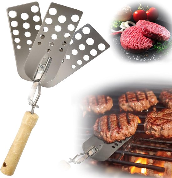 Spatel van roestvrij staal, grillspatel, grillspatel, teppanyaki-spatel, grillspatelset van roestvrij staal, barbecue-accessoires, voor keuken, koken, teppanyaki, barbecue, steak, pizza
