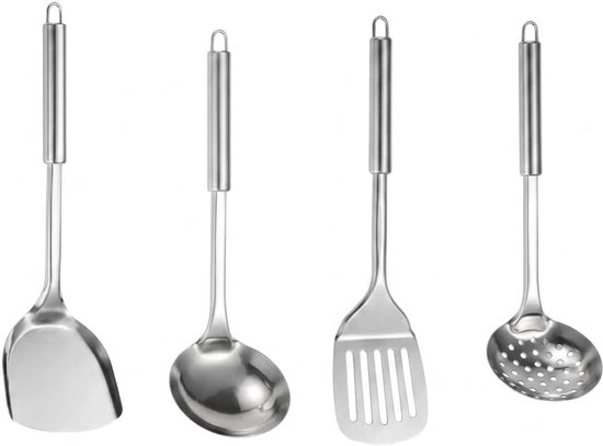 Spatel van roestvrij staal, keukenspatel, roestvrij staal, robuust, hittebestendig, 2 stuks