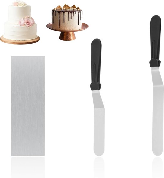 Spatel voor gebak, roestvrij staal, 15,2 en 20,3 cm, stijltang voor taarten, gebak | Taartmes, taartmes, bakgerei voor decoratie van taarten, doe-het-zelf