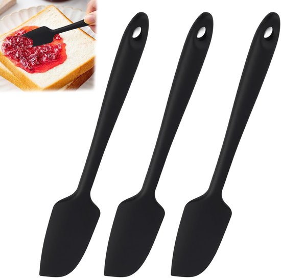 Spatels, 22 cm, kleine siliconen deegschraper hittebestendig tot 315 °C, mini siliconen schraper voor bakken, koken, schrapen, roeren, spatel voor anti-aanbakservies