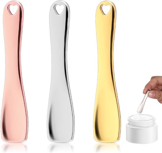 Spatels, 3 stuks, draagbaar, van legering, maskerapplicator en cosmetische spatel voor crème, make-upgereedschap, herbruikbaar, voor lotion, mengen