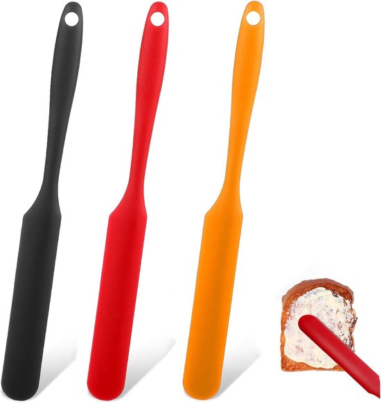 Spatels, 3 stuks, kleine siliconen keukenspatel, siliconen spatel met lang handvat, hittebestendige keukenspatel, jamverdeler voor koken, bakken, cake, boter