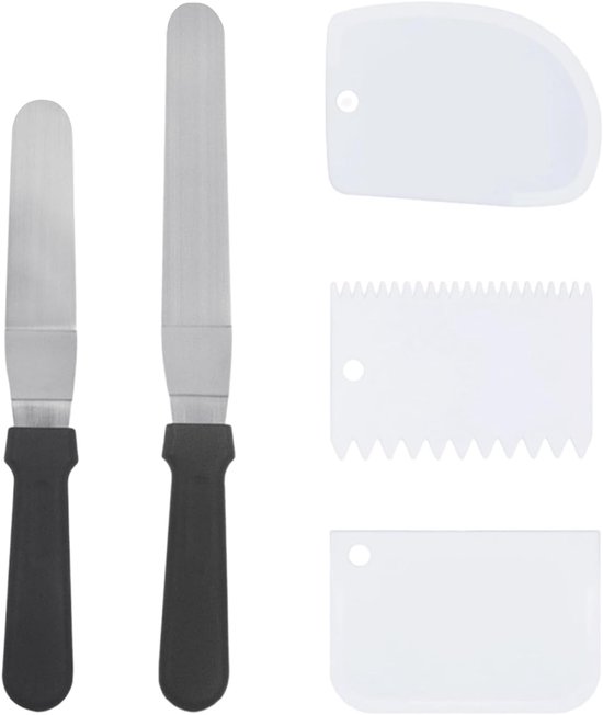 Spatels, 3 stuks kunststof deegsnijders, spatels voor taartdecoratie, roestvrij stalen taartspatel, gladmakende spatels, suikerglazuurspatel, botercrèmespatel van kunststof