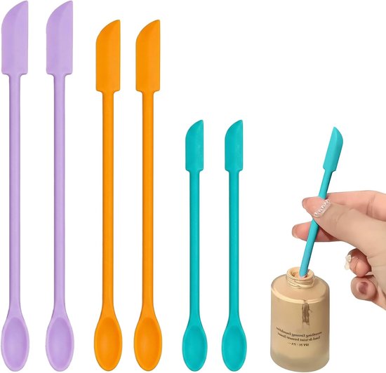 Spatels, 6 stuks siliconen-glazen schrapers in kleine en grote maten, mini-schrapers voor schoonheids- en voedingsmiddelen, verschillende maten voor make-upjars, lotionflesjes en keukenbak
