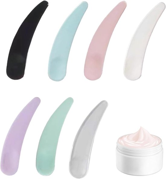 Spatels, cosmetica voor crèmespatel, wasgel, gezichtsmasker, plastic spatel, cosmeticaspatel met licht buigzaam design, herbruikbaar, professionele spatel voor salon thuisgebruik (7 kleuren)