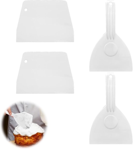 Spatels, deegkaart, spatel, deegsnijder, pizzaspatel, kunststof spatel, keuken, deegspatel, flexibele set, crèmeschraper, flexibele deegschraper met handgreep, voor bakken, cake, fondant