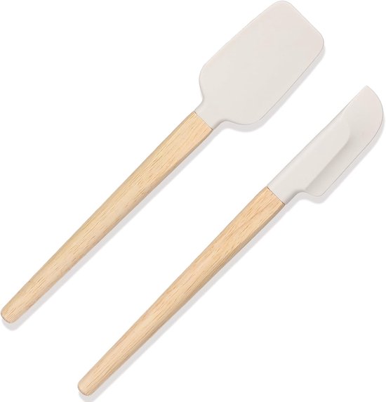 Spatels, deegschraper, klein smal, siliconen spatel met houten handvat, kleine schraper, smalle keuken, siliconen lepel, koken, anti-aanbaklaag, keukenspatel voor glazen, mixers