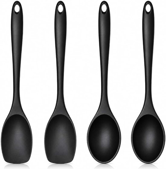 Spatels en kooklepels, hittebestendig tot 315 °C, flexibele naadloze siliconen lepel voor koken, bakken, deegschraper, soeplepel, spatel, anti-aanbaklaag keukengerei