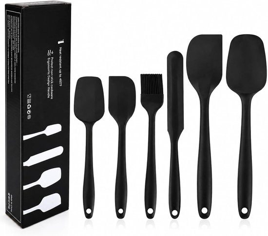 Spatels, flexibele spatels met metalen kern, hittebestendige anti-aanbakspatel, hangende deegschraper, kooklepel voor koken, mixen, bakken