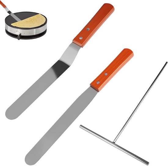 Spatels, gereedschap voor crêpes, deegverdeler | T-vormige pannenkoekverdeler, deegverdeler, roestvrij staal, hittebestendig, antiaanbaklaag en gemakkelijk te reinigen