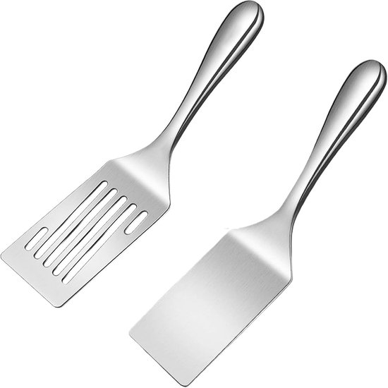 Spatels, grillspatelset van roestvrij staal, grillspatelset, roestvrijstalen spatel, spatel, spatel, sleufspatel, geschikt voor het roeren braden en grillen van gerechten