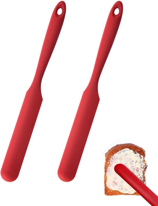 Spatels, keukenspatel, taartspatel, voor bakken en mengen, hittebestendig, anti-aanbakpan, lengte 22,5 cm (rood)