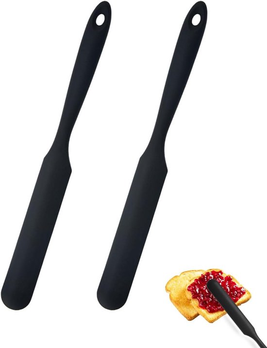 Spatels, keukenspatel, taartspatel, voor bakken en mengen, hittebestendig, anti-aanbakpan, lengte 22,5 cm (zwart)