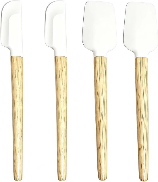 Spatels, klein, 2 deegschrapers en 2 spatels, klein, smal, keukenspatel, flexibel, voor bakken, mengen, koken, mini-schraper voor glazen, jam-crèmes, ca. 23 cm